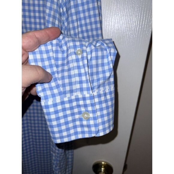 VINEYARD VINES Performance Classic Fit Whale Shirt Mens Blue Bay Gingham Sz XL - Picture 5 of 9